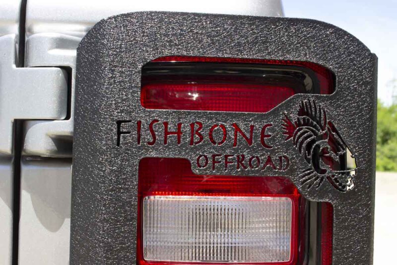 Jeep Wrangler Rubicon Tail Light Cover - Fishbone Offroad - Black textured powder coat - `18-`27